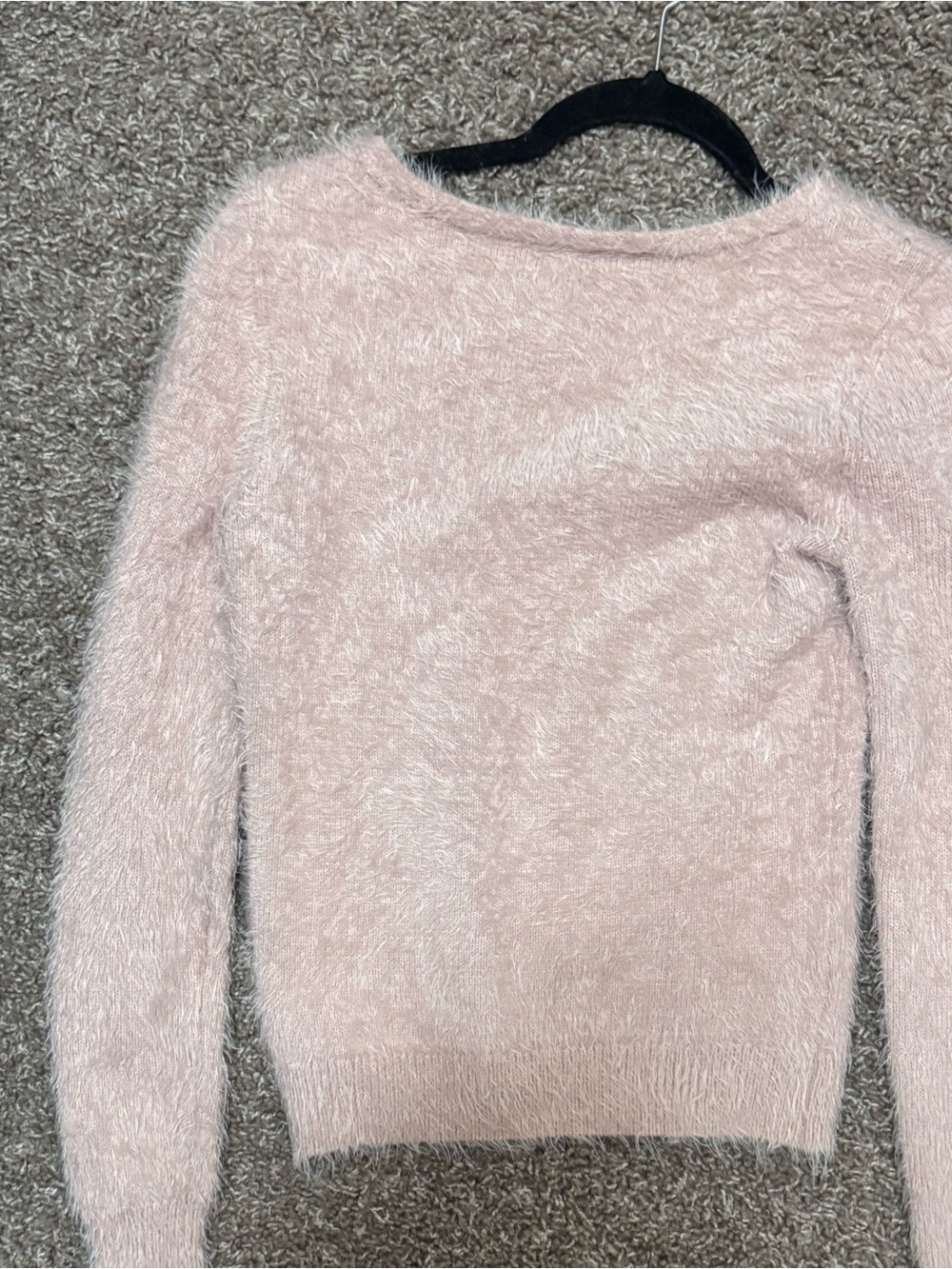 Guess Fuzzy Crewneck Sweater in Light Pink